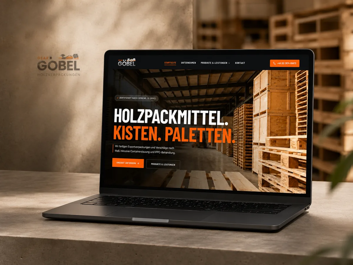 Website von Gebr. Göbel auf einem Laptop