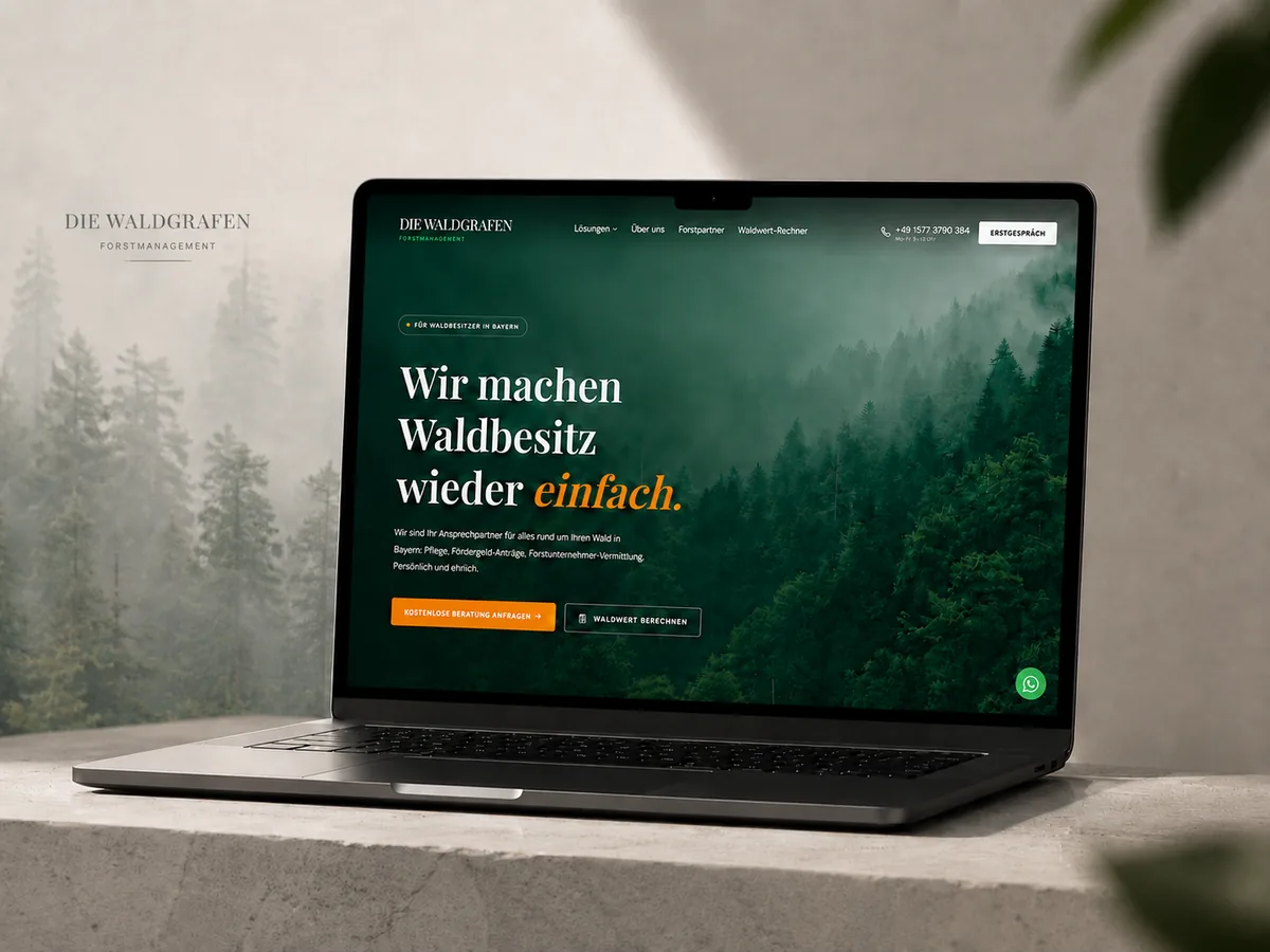 Website von Die Waldgrafen auf einem Laptop